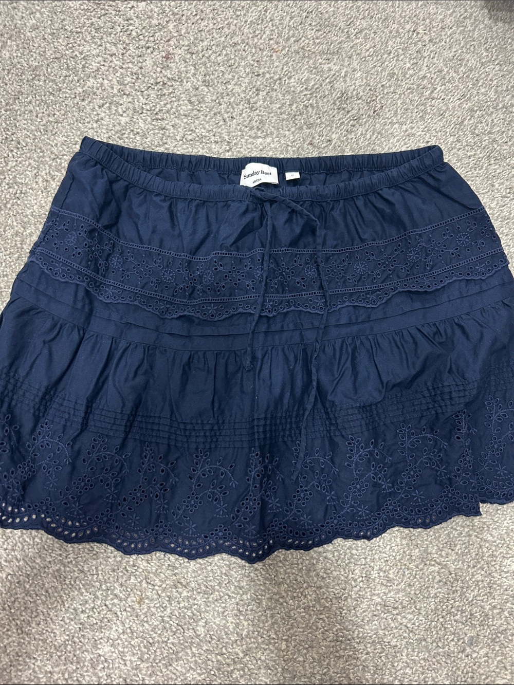 Sunday Best Navy Eyelet Mini Skirt